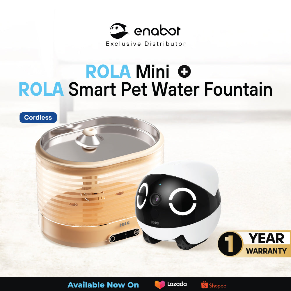 [BUNDLE] Enabot ROLA Mini + ROLA Smart Water Fountain (Plug-In/Cordless)