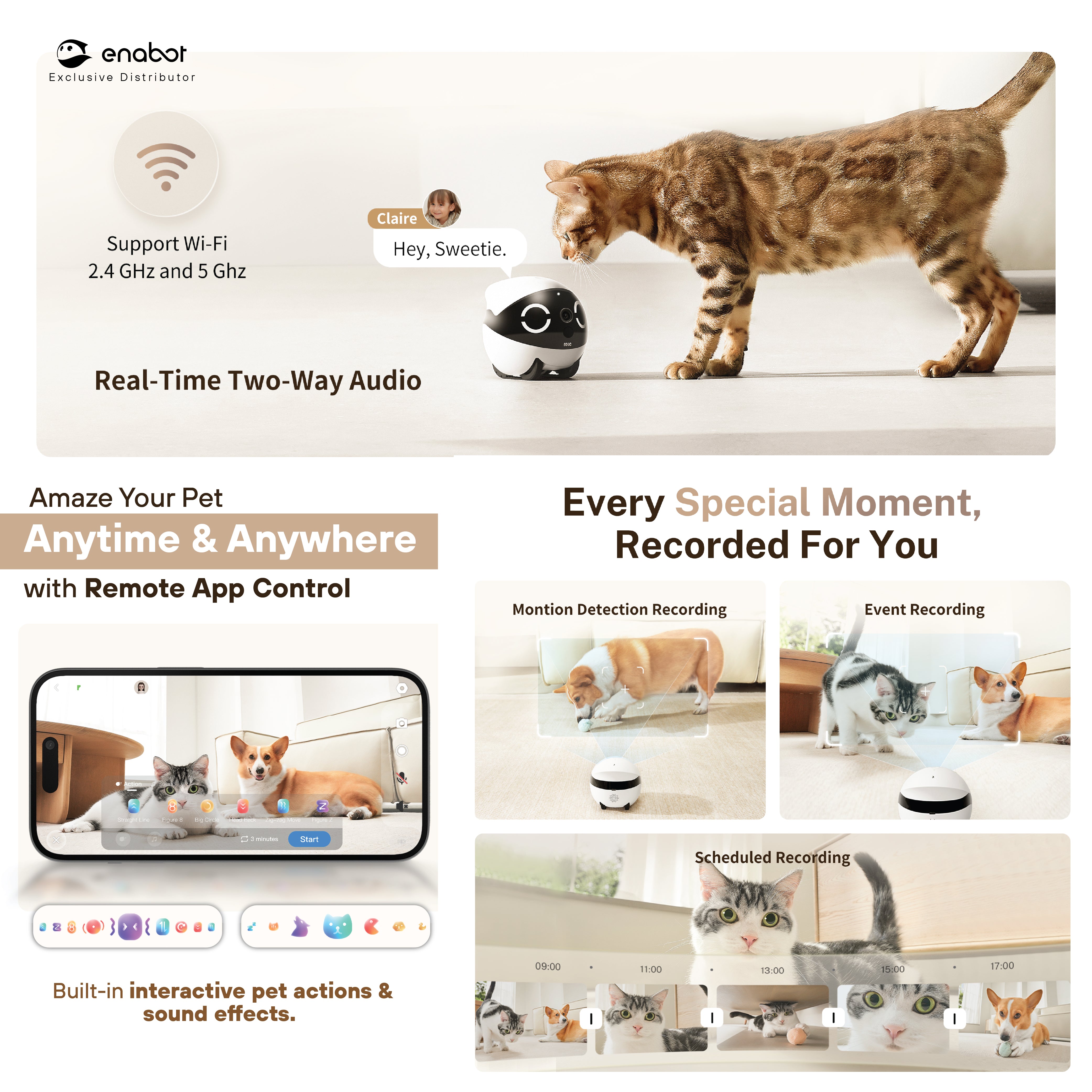 ROLA Mini 2K Movable Pet Camera-2 Way Communication With One Tap ...